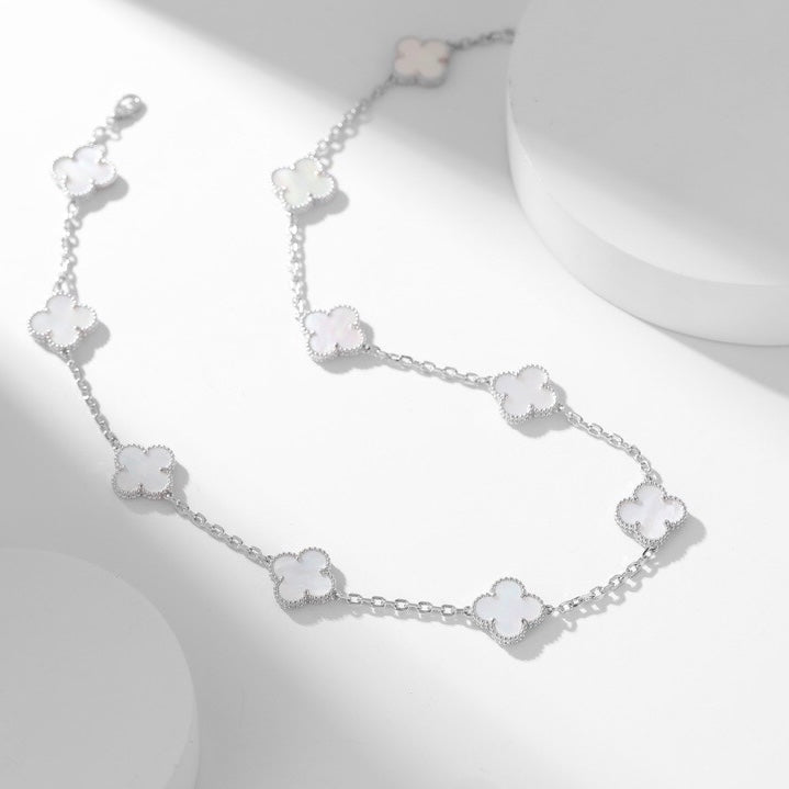 [Clover Jewelry]CLOVERS THE 10-MOTIFS WEISSE PERLMUTT-HALSKETTE