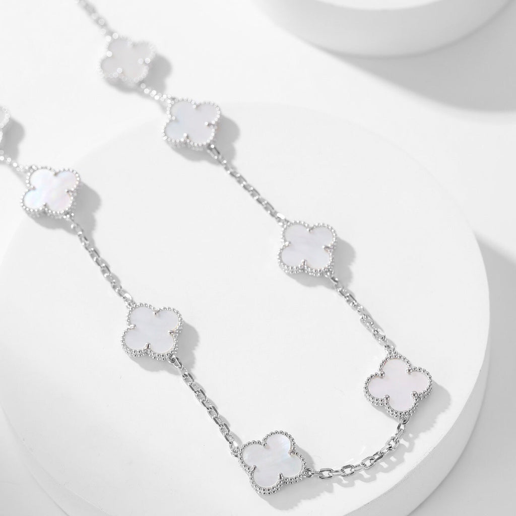 [Clover Jewelry]CLOVERS THE 10-MOTIFS WEISSE PERLMUTT-HALSKETTE