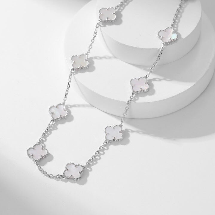 [Clover Jewelry]CLOVERS THE 10-MOTIFS WEISSE PERLMUTT-HALSKETTE