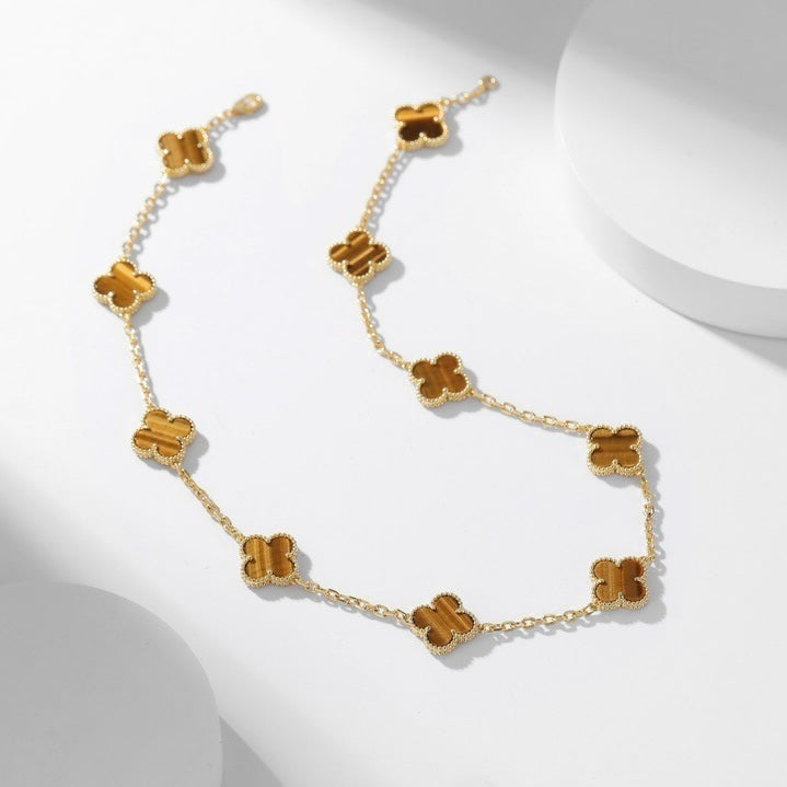 [Clover Jewelery]CLOVERS THE 10-MOTIFS TIGER EYE NECKLACE