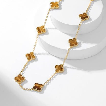 [Clover Jewelery]CLOVERS THE 10-MOTIFS TIGER EYE NECKLACE
