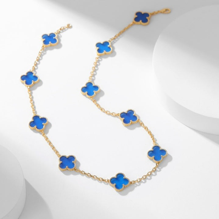 [Clover Jewelery]CLOVERS THE 10-MOTIFS BLUE AGATE NECKLACE