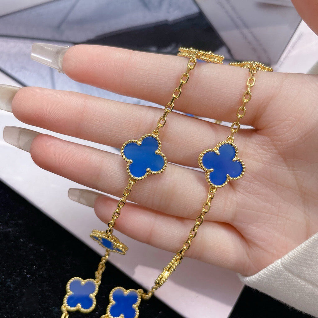 [Clover Jewelry]CLOVERS THE 10-MOTIFS BLUE AGATE NECKLACE