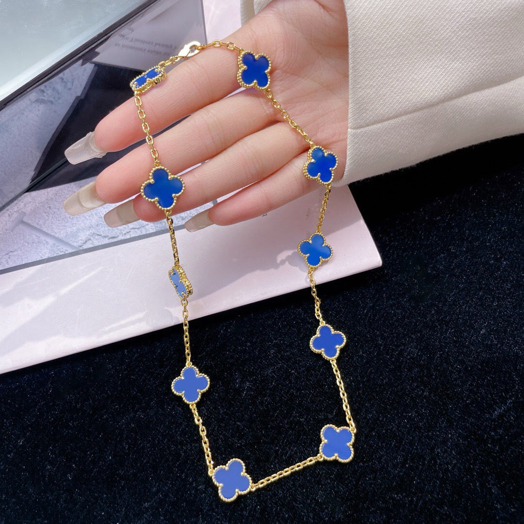 [Clover Jewelry]CLOVERS THE 10-MOTIFS BLUE AGATE NECKLACE