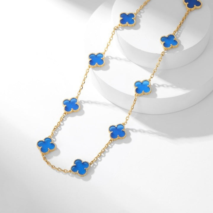 [Clover Jewelry]CLOVERS THE 10-MOTIFS BLUE AGATE NECKLACE