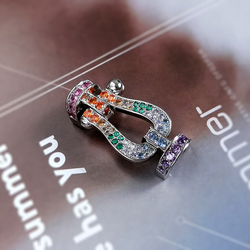 [Clover Jewelery] FORC großes Hufeisen farbiges Diamantarmband Silber
