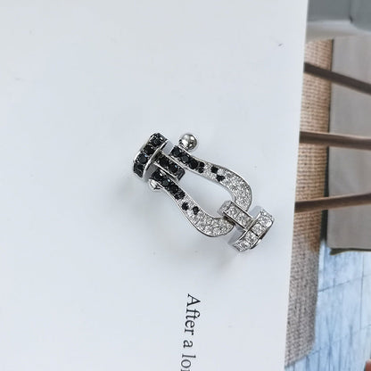 [Clover Jewelery]FORCE LARGE HORSESHOE BLACK WHITE DIAMOND BRACELET ROSE GOLD