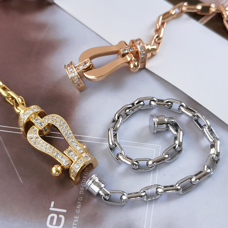 [Clover Jewelery]FORCE LARGE HORSESHOE CLASP  METAL BRACELET