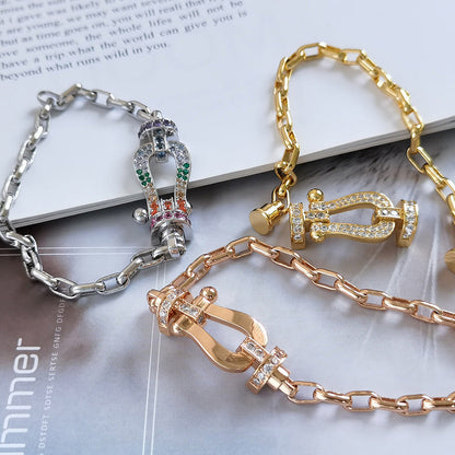 [Clover Jewelery]FORCE LARGE HORSESHOE CLASP  METAL BRACELET