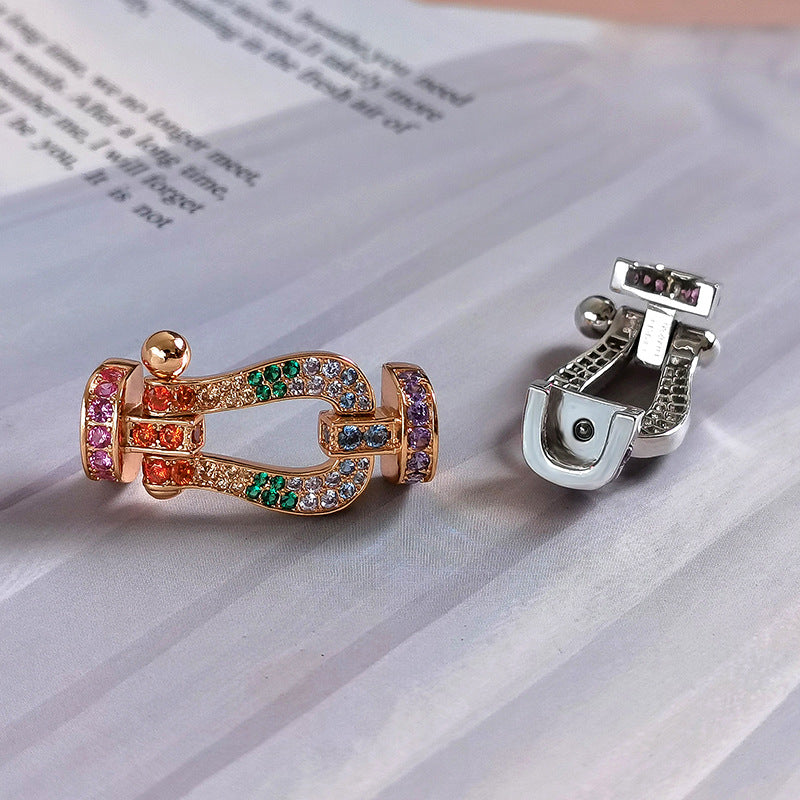 [Clover Jewelery] FORC großes Hufeisen farbiges Diamantarmband Silber