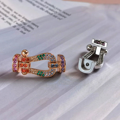 [Clover Jewelery] FORC großes Hufeisen farbiges Diamantarmband Silber