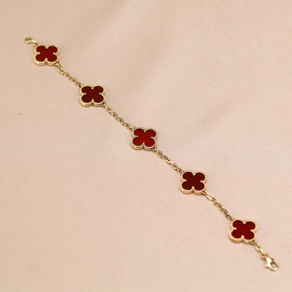 [Clover Jewelery]CLOVER 5 MOTIFS RED AGATE  BRACELET