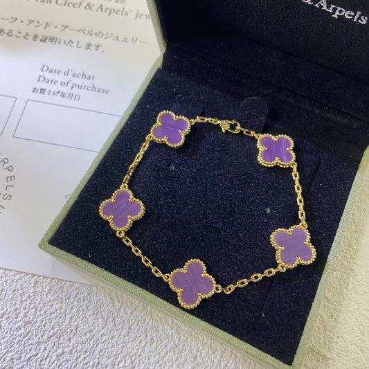 [Clover Jewelery]CLOVER  5 MOTIFS  PURPLE VIOLET BRACELET
