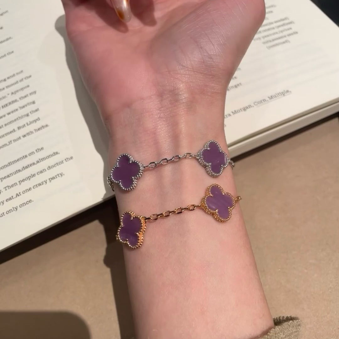 [Clover Jewelry]CLOVER 5 MOTIVE LILA VIOLETT ARMBAND