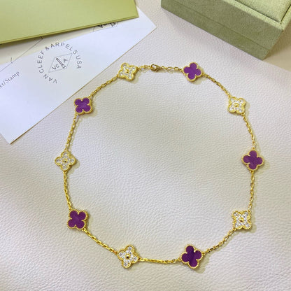 [Clover Jewelery]CLOVER 10 MOTIFS  PURPLE VIOLET DIAMOND NECKLACE