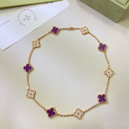 [Clover Jewelery]CLOVER 10 MOTIFS  PURPLE VIOLET DIAMOND NECKLACE