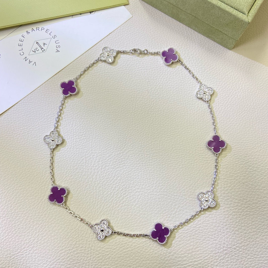 [Clover Jewelery]CLOVER 10 MOTIFS  PURPLE VIOLET DIAMOND NECKLACE