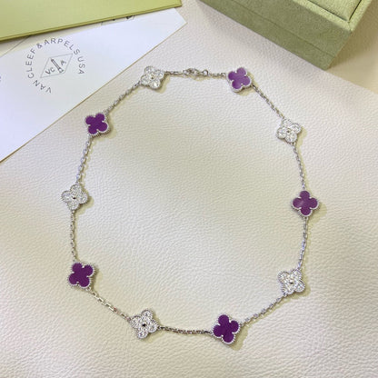 [Clover Jewelery]CLOVER 10 MOTIFS  PURPLE VIOLET DIAMOND NECKLACE