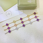 [Clover Jewelry]CLOVER  5 MOTIFS  PURPLE VIOLET DIAMOND BRACELET