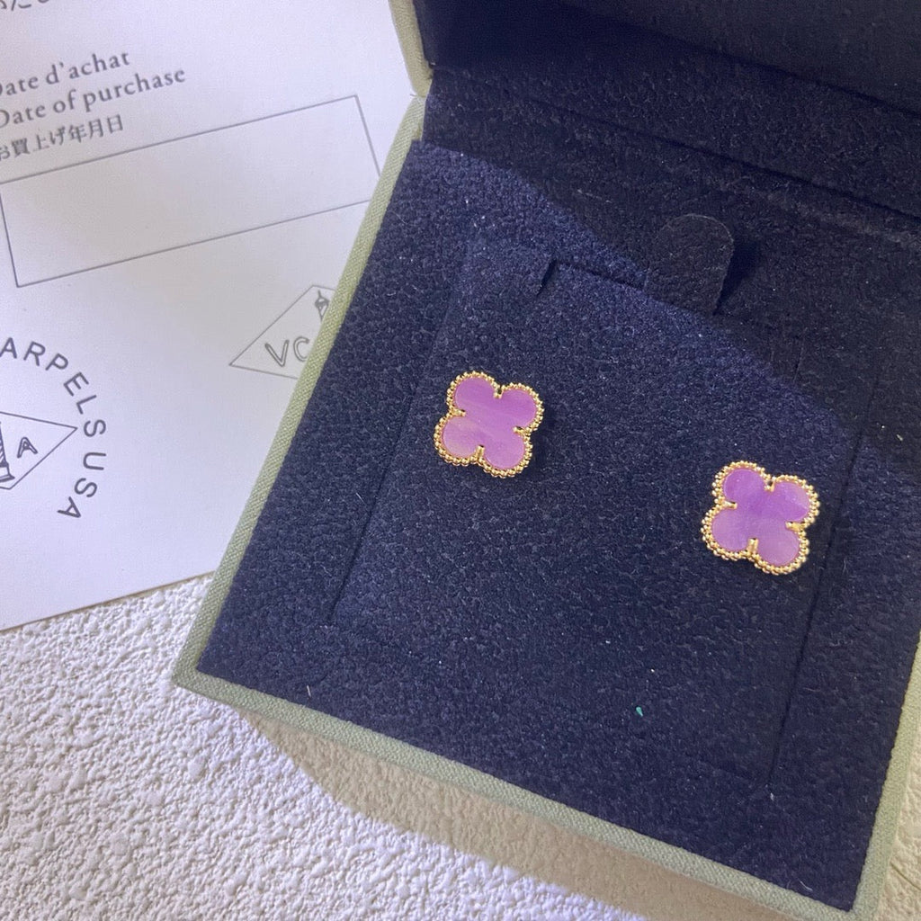 [Clover Jewelry]クローバーミニ 9.5mm パープルバイオレット ピアス