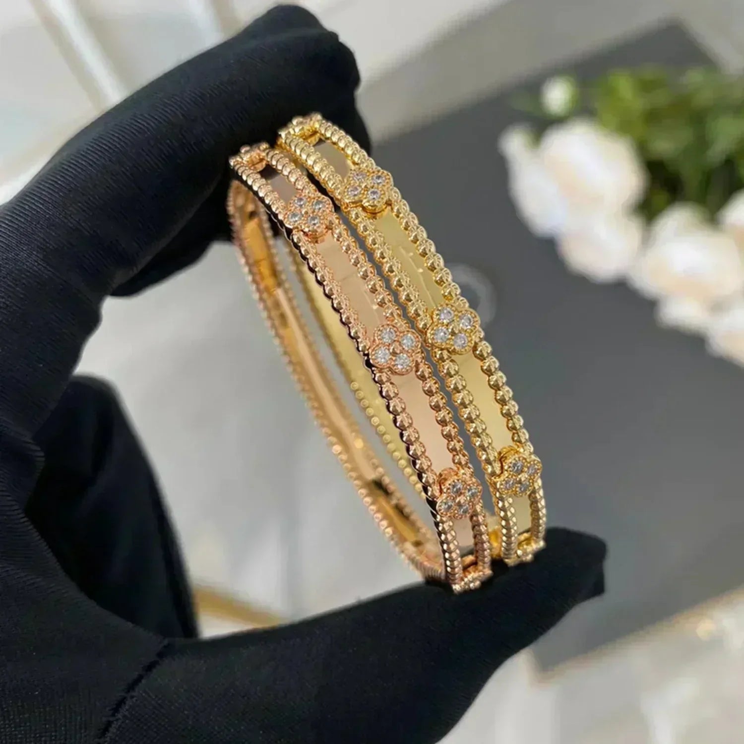 [Clover Jewelry]CLOVER BRACELET 4MM DIAMONDS