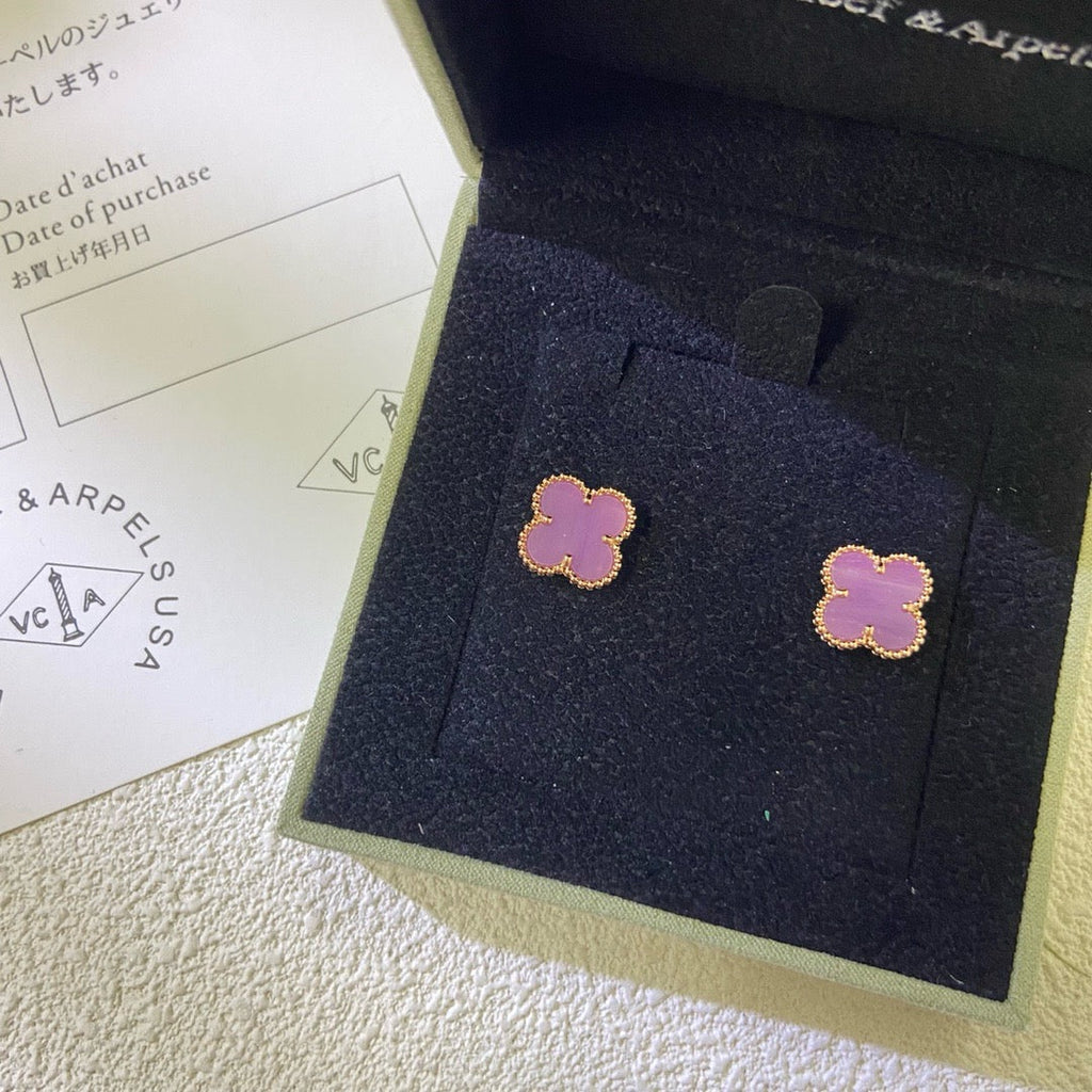 [Clover Jewelry]クローバーミニ 9.5mm パープルバイオレット ピアス
