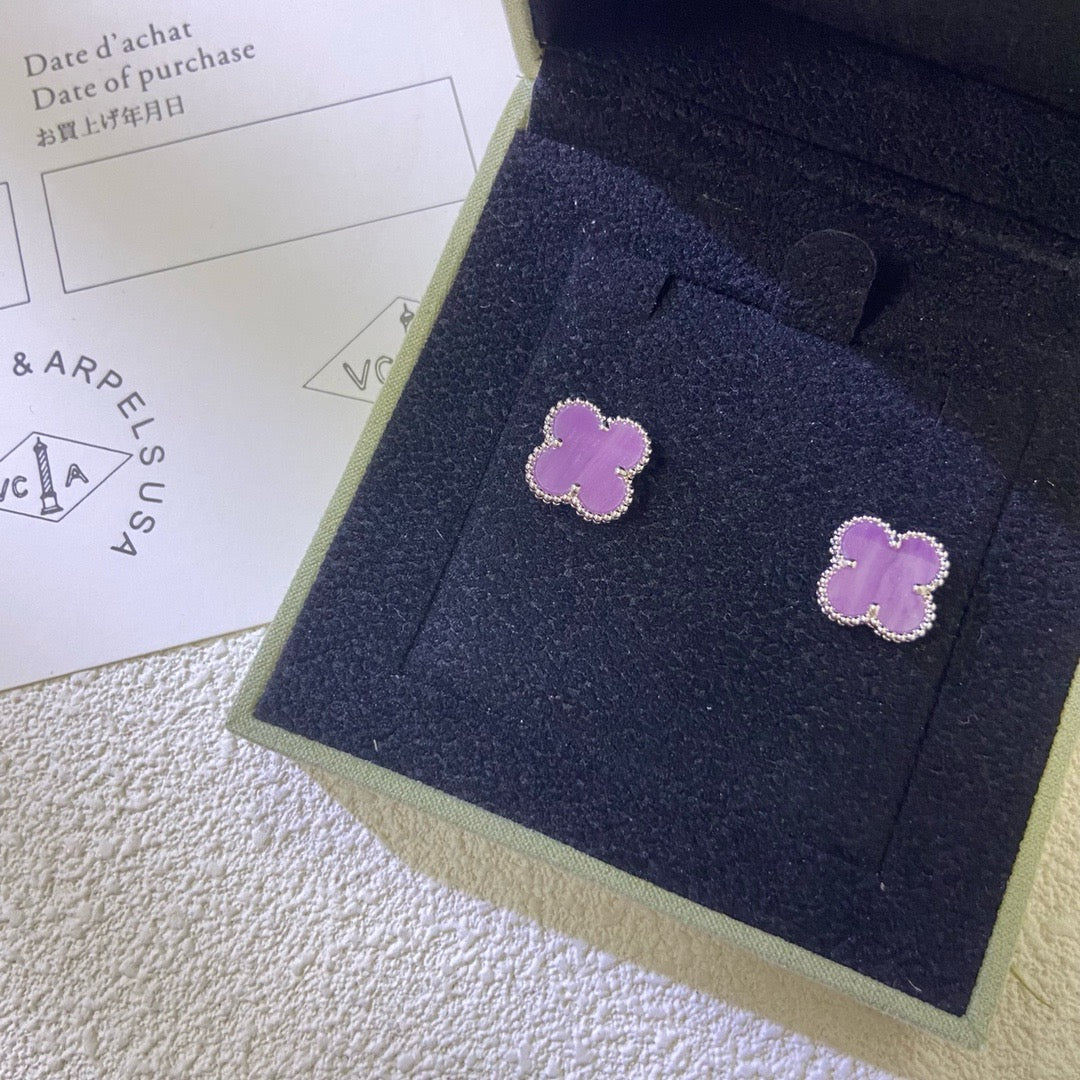 [Clover Jewelry]クローバーミニ 9.5mm パープルバイオレット ピアス