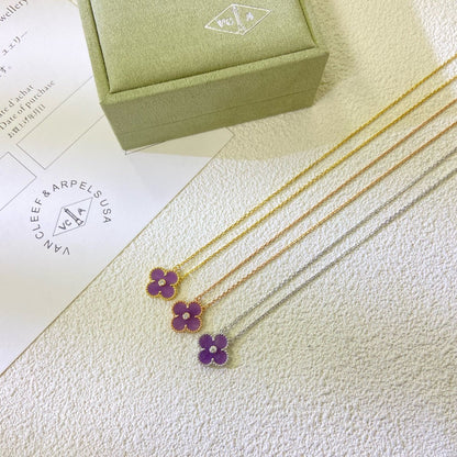 [Clover Jewelery]CLOVER 15MM DIAMOND  PURPLE VIOLET NECKLACE