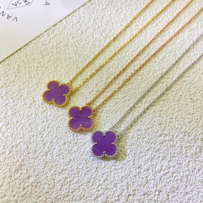 [Clover Jewelery]CLOVER 15MM  PURPLE VIOLET NECKLACE