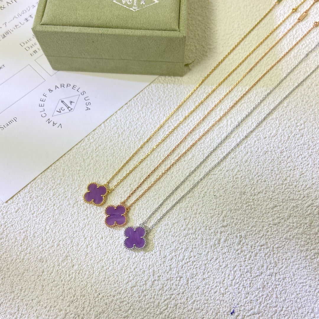 [クローバージュエリー]クローバー 15MM パープル バイオレット ネックレス