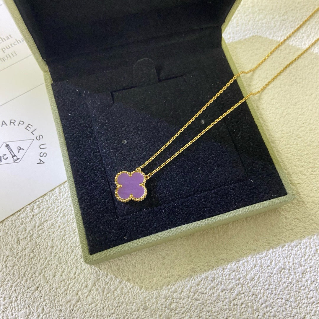 [Clover Jewelery]CLOVER 15MM  PURPLE VIOLET NECKLACE