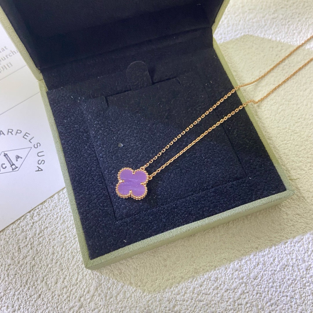 [Clover Jewelery]CLOVER 15MM  PURPLE VIOLET NECKLACE