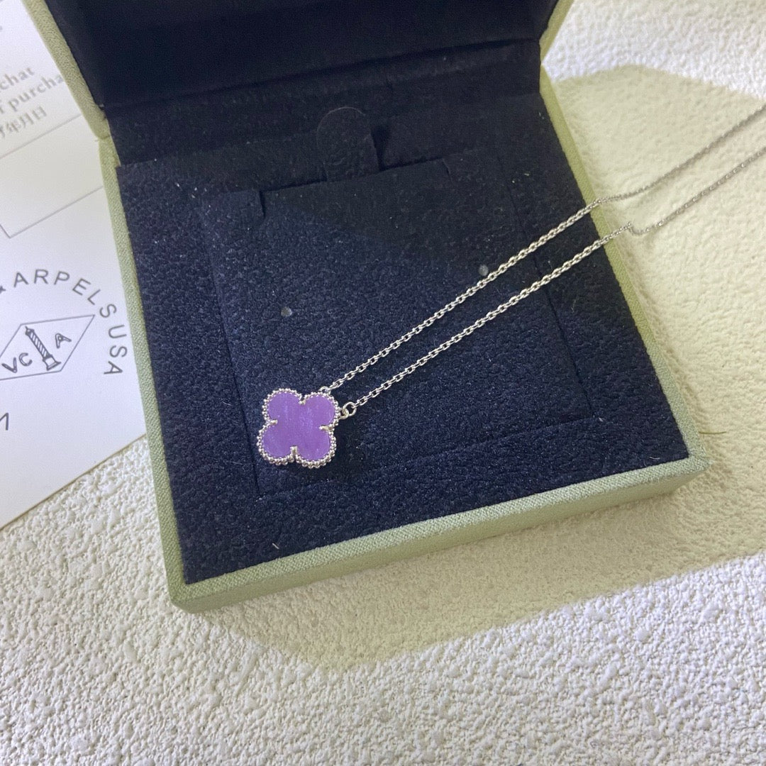 [Clover Jewelery]CLOVER 15MM  PURPLE VIOLET NECKLACE