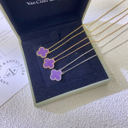 [Clover Jewelery]CLOVER 15MM  PURPLE VIOLET NECKLACE