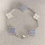 [Clover Schmuck]CLOVER 5 MOTIV DIAMANT LILA CHALCEDON ARMBAND SILBER