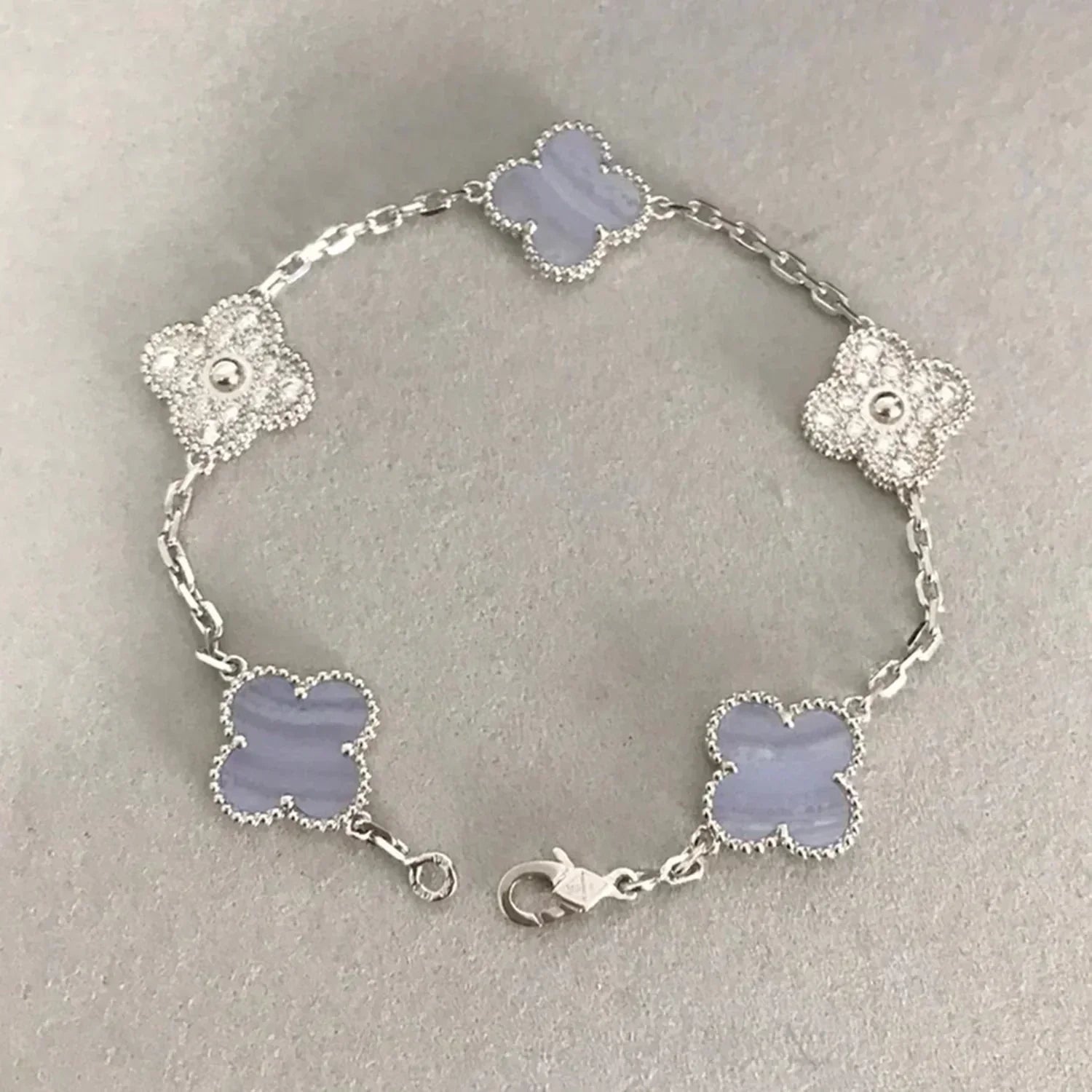 [Clover Jewelry]CLOVER  5 MOTIF DIAMOND PURPLE CHALCEDONY BRACELET SILVER
