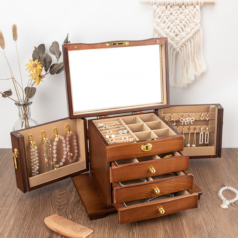 SCHMUCKAUFBEWAHRUNGSBOX MEHRSCHICHTIG GROSSE KAPAZITÄT HOLZSCHMUCKBOX