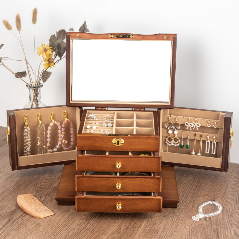 SCHMUCKAUFBEWAHRUNGSBOX MEHRSCHICHTIG GROSSE KAPAZITÄT HOLZSCHMUCKBOX