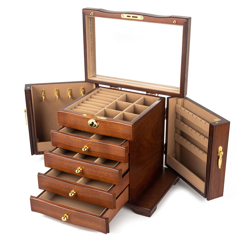 SCHMUCKAUFBEWAHRUNGSBOX MEHRSCHICHTIG GROSSE KAPAZITÄT HOLZSCHMUCKBOX