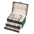 DREISCHICHTIGE SCHMUCKAUFBEWAHRUNGSBOX MIT RAUTENMUSTER UND SCHLOSS