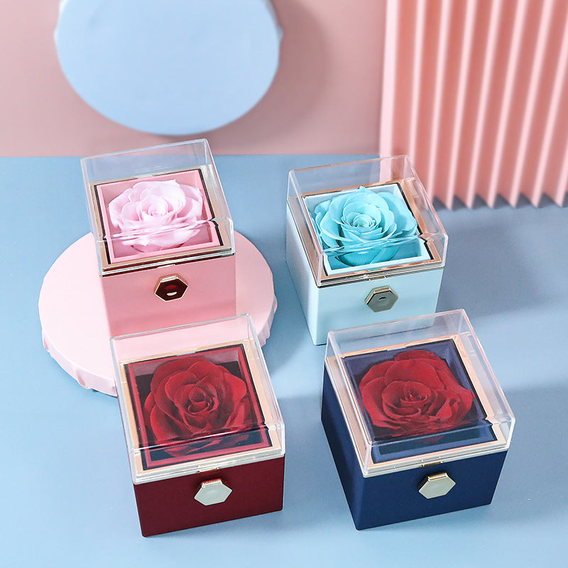 KREATIVE DREHBARE KONSERVIERTE ROSEN SCHMUCKGESCHENKBOX (OHNE LOGO)