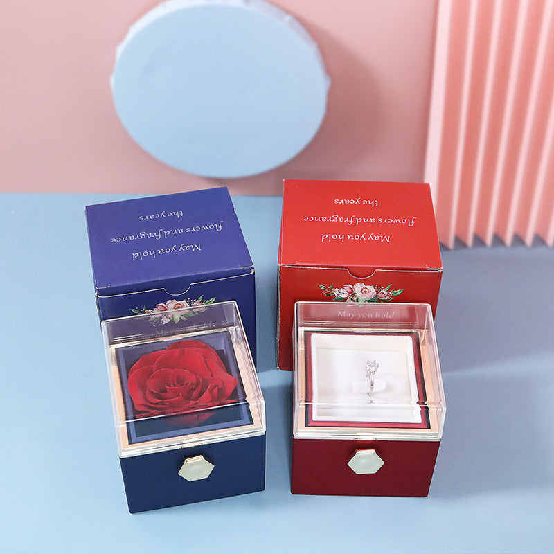 KREATIVE DREHBARE KONSERVIERTE ROSEN SCHMUCKGESCHENKBOX (OHNE LOGO)