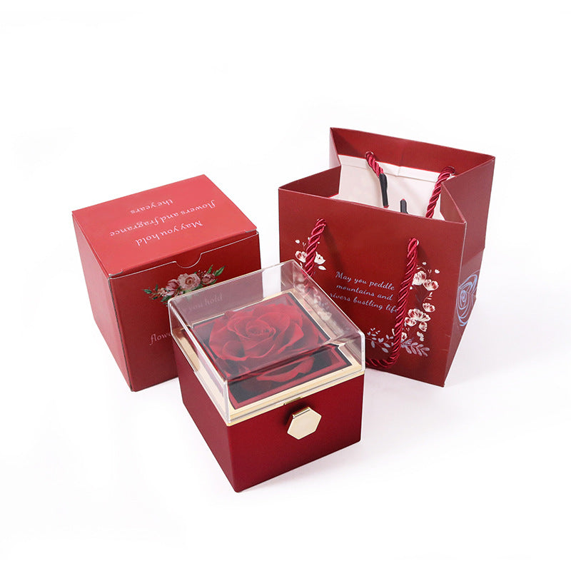 KREATIVE DREHBARE KONSERVIERTE ROSEN SCHMUCKGESCHENKBOX (OHNE LOGO)