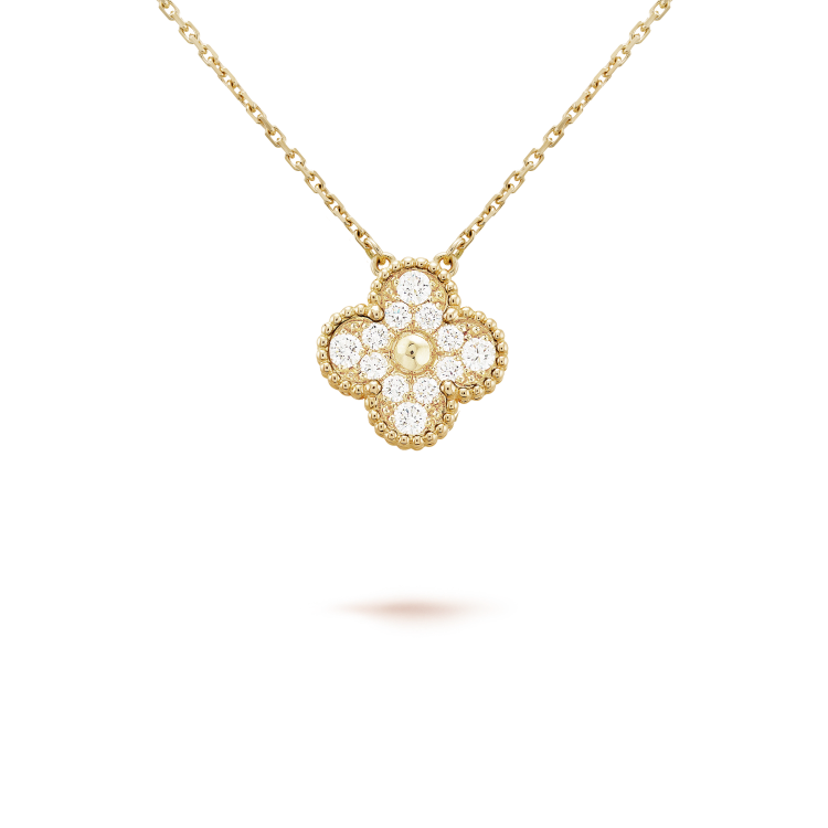 [Clover Jewelry]CLOVER 15MM DIAMOND SINGLE FLOWER NECKLACE