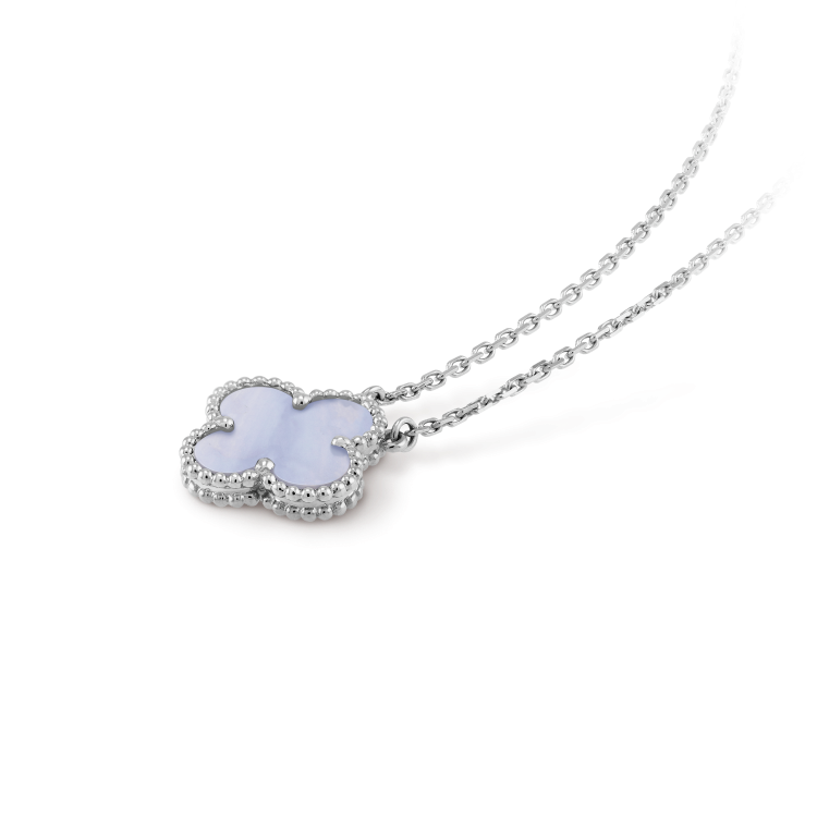 [Clover Jewelry]CLOVER 15MM BLUE CHALCEDONY NECKLACE SILVER