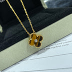 [Clover Jewelry]クローバー 15MM ダイヤモンドとイエロータイガーアイアゲートのネックレス