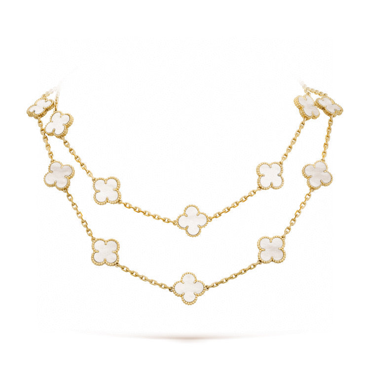 [Kleeblatt Schmuck]KLEE 20 MOTIVE WEISS PERLMUTTHALSBAND