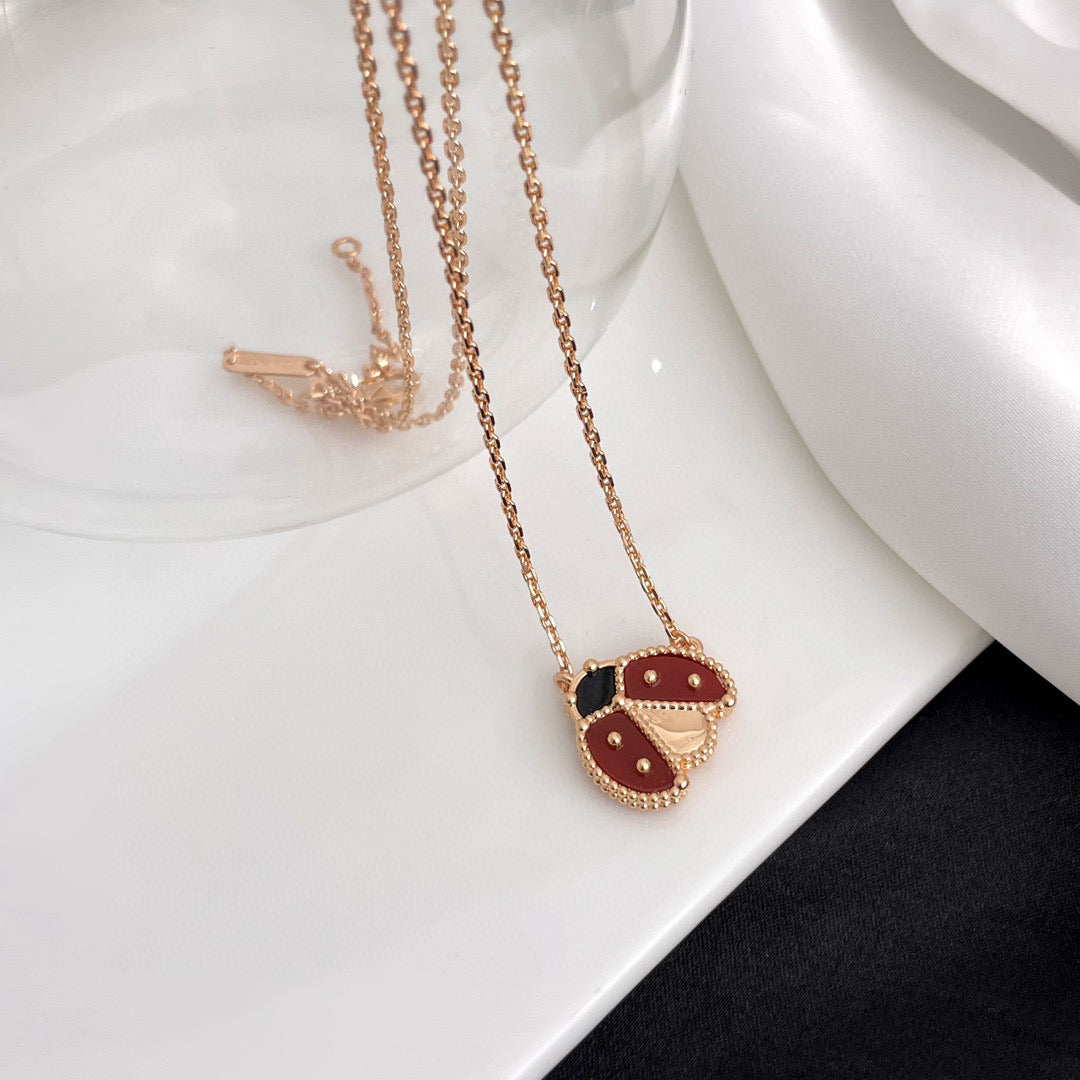 [Clover Jewelery]LUCKY  CARNELIANS LADYBUG NECKLACE