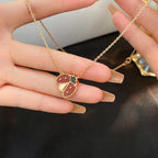 [Clover Jewelry]LUCKY KARNEOL MARIENKÄFER KETTE