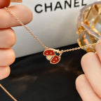 [Clover Jewelry]LUCKY KARNEOL MARIENKÄFER KETTE